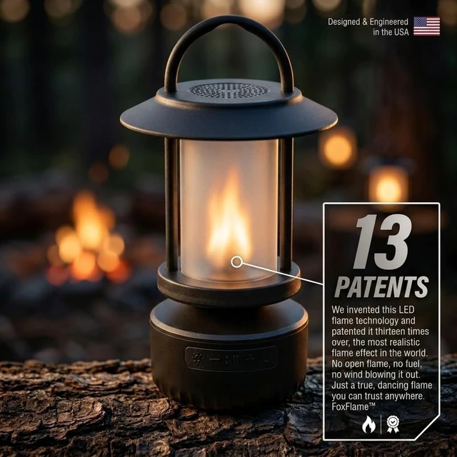 Alt view image 5 of 7 - Bluetooth Outdoor Speaker, Patented Fire Effect, 13 Color Options Black, 5W Speaker, 1 Pack, Wireless Outdoor Speakers, Powerful Sound, Perfect For Parties, Camping, Tailgating, And Home