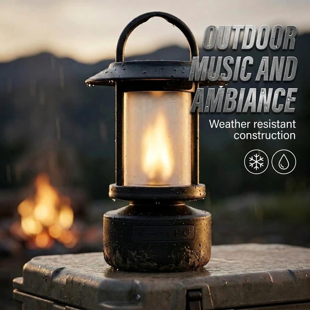Alt view image 6 of 7 - Bluetooth Outdoor Speaker, Patented Fire Effect, 13 Color Options Black, 5W Speaker, 1 Pack, Wireless Outdoor Speakers, Powerful Sound, Perfect For Parties, Camping, Tailgating, And Home