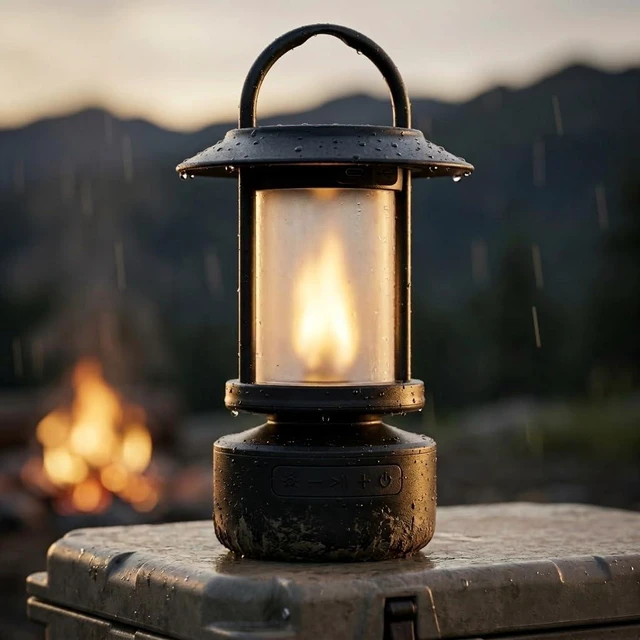 Alt view image 7 of 7 - Bluetooth Outdoor Speaker, Patented Fire Effect, 13 Color Options Black, 5W Speaker, 1 Pack, Wireless Outdoor Speakers, Powerful Sound, Perfect For Parties, Camping, Tailgating, And Home