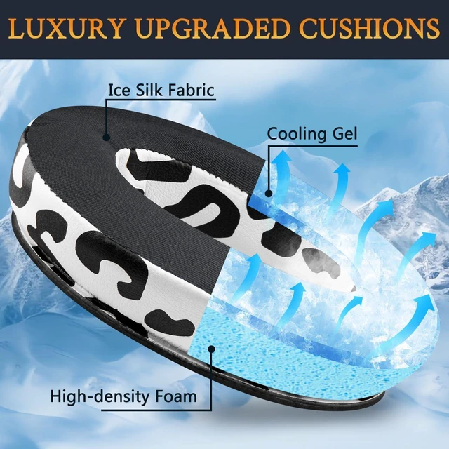 Alt view image 5 of 7 - Cooling Gel Earpads Replacement for Bose QuietComfort 45 (QC45)/QuietComfort SE (QC SE)/Quiet Comfort Wireless Over-Ear Headphones, Ear Pads Cushions with Ice Silk Fabric - Snow Leopard