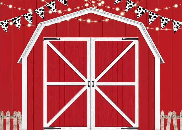 Alt view image 6 of 6 - Red Barn Door Wooden Farmhouse Backdrop 8×6FT Red Barn Door Photography Backdrop Rustic Country Scene Farm Party Decoration Photo Props