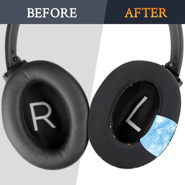 Alt view image 4 of 7 - Cooling Gel Earpads Replacement for Bose QuietComfort 45 (QC45)/QuietComfort SE (QC SE)/Quiet Comfort Wireless Over-Ear Headphones, Ear Pads Cushions with Ice Silk Fabric - Black Gold