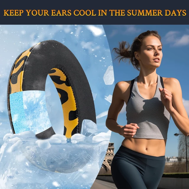 Alt view image 4 of 5 - Cooling Gel Earpads Replacement for Bose QuietComfort 45 (QC45)/QuietComfort SE (QC SE)/Quiet Comfort Wireless Over-Ear Headphones, Ear Pads Cushions with Ice Silk Fabric - Tiger Stripes