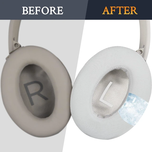 Alt view image 3 of 6 - Cooling Gel Earpads Replacement for Bose QuietComfort 45 (QC45)/QuietComfort SE (QC SE)/Quiet Comfort Wireless Over-Ear Headphones, Ear Pads Cushions with Ice Silk Fabric - White