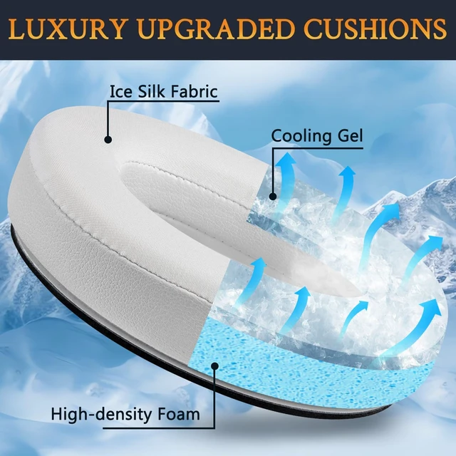 Alt view image 4 of 6 - Cooling Gel Earpads Replacement for Bose QuietComfort 45 (QC45)/QuietComfort SE (QC SE)/Quiet Comfort Wireless Over-Ear Headphones, Ear Pads Cushions with Ice Silk Fabric - White