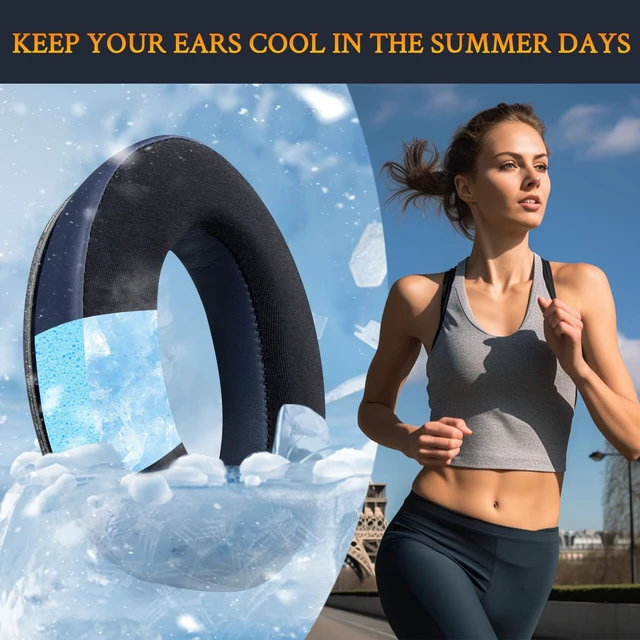 Alt view image 6 of 7 - Cooling Gel Earpads Replacement for Bose QuietComfort 45 (QC45)/QuietComfort SE (QC SE)/Quiet Comfort Wireless Over-Ear Headphones, Ear Pads Cushions with Ice Silk Fabric - Navy Blue