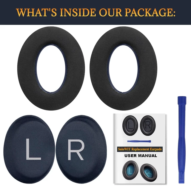 Alt view image 7 of 7 - Cooling Gel Earpads Replacement for Bose QuietComfort 45 (QC45)/QuietComfort SE (QC SE)/Quiet Comfort Wireless Over-Ear Headphones, Ear Pads Cushions with Ice Silk Fabric - Navy Blue