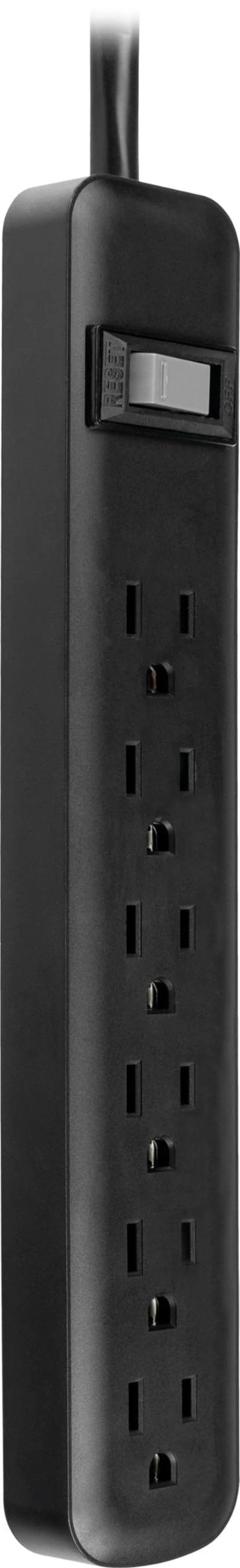 Alt view image 2 of 6 - Sur Protector Power Strip, 2 Pack, 3 Ft Extension Cord 6 Outlet Extender, 450 Joules, Flat Plug, Wall Mount, On Off Switch, Heavy Duty, ETL Safety Listed, Black, 83969