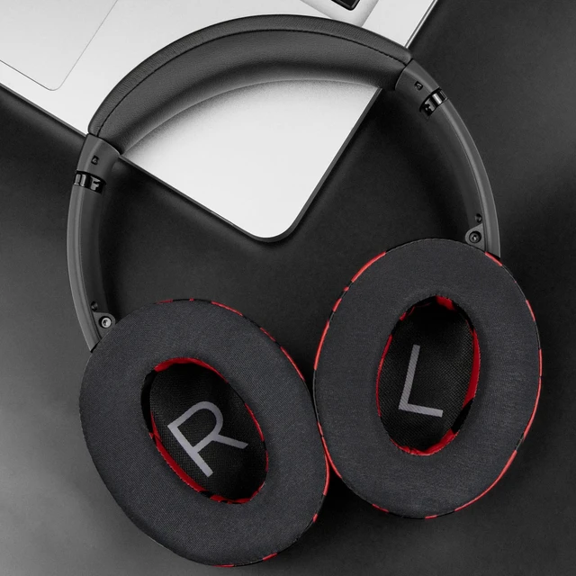 Alt view image 2 of 7 - Cooling Gel Earpads Replacement for Bose QuietComfort 45 (QC45)/QuietComfort SE (QC SE)/Quiet Comfort Wireless Over-Ear Headphones, Ear Pads Cushions with Ice Silk Fabric - Red Storm