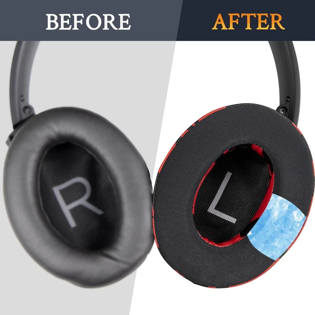 Alt view image 4 of 7 - Cooling Gel Earpads Replacement for Bose QuietComfort 45 (QC45)/QuietComfort SE (QC SE)/Quiet Comfort Wireless Over-Ear Headphones, Ear Pads Cushions with Ice Silk Fabric - Red Storm