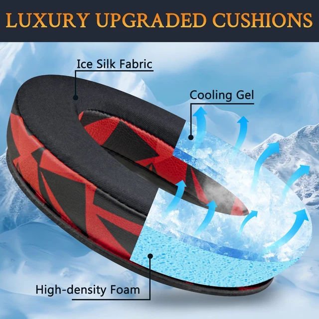 Alt view image 5 of 7 - Cooling Gel Earpads Replacement for Bose QuietComfort 45 (QC45)/QuietComfort SE (QC SE)/Quiet Comfort Wireless Over-Ear Headphones, Ear Pads Cushions with Ice Silk Fabric - Red Storm