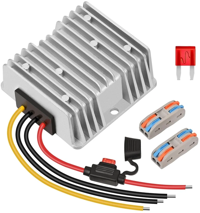 Main image of 10A 120W Golf Cart DC 18V 20V 24V 36V 48V Step Down to DC 12V Converter Voltage Regulator Reducer Power Buck Converter with Fuse(Inputs 18V-58V to 12V 10A)