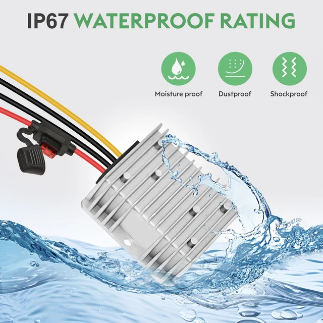 Alt view image 3 of 7 - 10A 120W Golf Cart DC 18V 20V 24V 36V 48V Step Down to DC 12V Converter Voltage Regulator Reducer Power Buck Converter with Fuse(Inputs 18V-58V to 12V 10A)