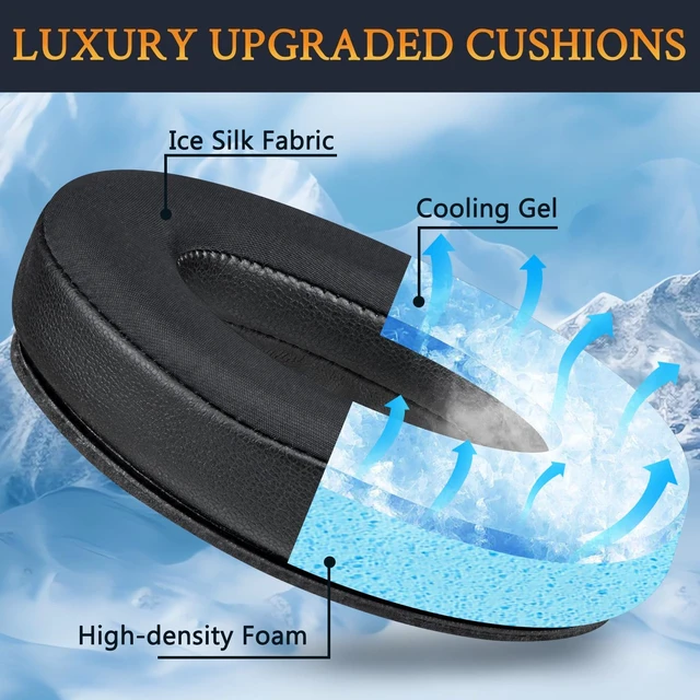 Alt view image 5 of 7 - Cooling Earpads for Bose (QC45/QC SE/QC Wireless) - Black for (QuietComfort 45/Quiet Comfort SE/Quiet Comfort Wireless) Headphones