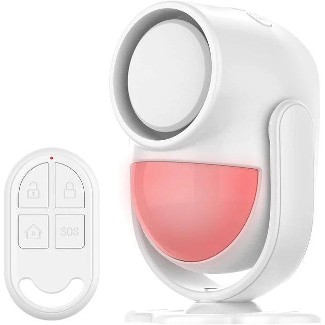 Alt view image 7 of 7 - 125dB Loud Motion Sensor Alarm with 328ft Remote Control (40ft PIR Detector, 3*AA Batteries), Indoor Wireless Infrared Security Motion Detector with Siren for Home/Shed, White