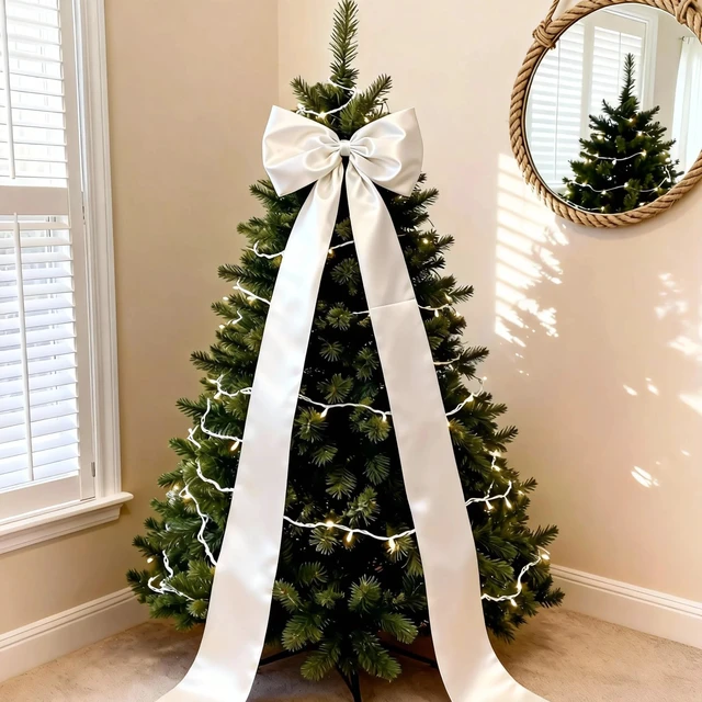 Alt view image 6 of 7 - Extra Long Satin White Bow, 70x20 Inch Coquette Room Wall Decor Large Bow Backdrop For Girls Room, Coquette Decor For Valentine's Day Bachelorette Bridal Shower Wedding Birthday
