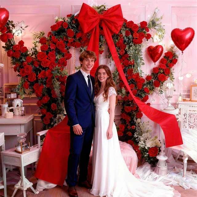 Alt view image 3 of 7 - Extra Long Satin Red Bow, 70x20 Inch Coquette Room Wall Decor Large Bow Backdrop For Girls Room, Coquette Decor For Valentine's Day Bachelorette Bridal Shower Wedding Birthday