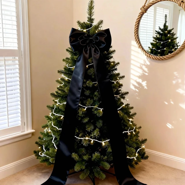 Alt view image 5 of 7 - Extra Long Satin Black Bow, 70x20 Inch Coquette Room Wall Decor Large Bow Backdrop For Girls Room, Coquette Decor For Valentine's Day Bachelorette Bridal Shower Wedding Birthday Christmas