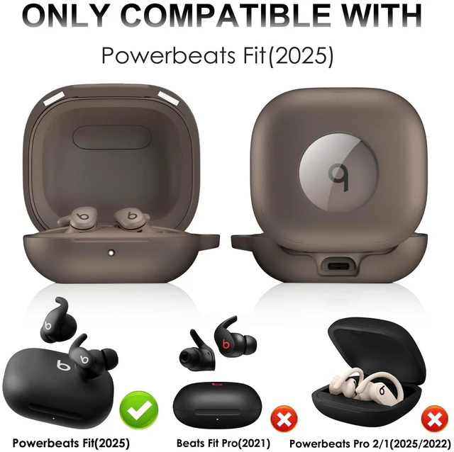 Alt view image 2 of 7 - for Beats Powerbeats Fit Case Cover, Shockproof Magnetic Case Magnetic Lock Lid Protective Cover for Powerbeats Fit 2025 Earbuds with Cleaner Kit & Carabiner, Grey