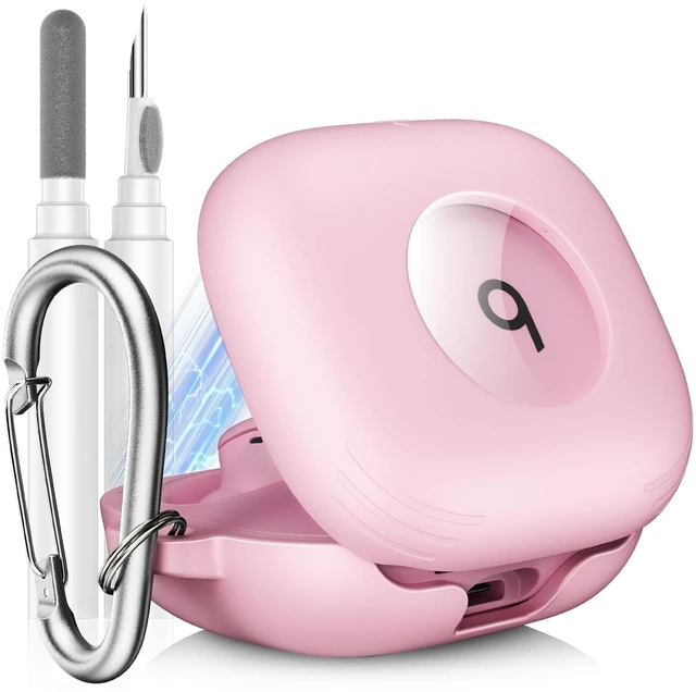 Main image of for Beats Powerbeats Fit Case Cover, Shockproof Magnetic Case Magnetic Lock Lid Protective Cover for Powerbeats Fit 2025 Earbuds with Cleaner Kit & Carabiner, Pink