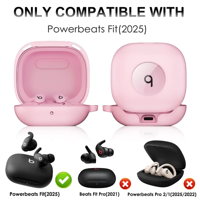 Alt view image 2 of 7 - for Beats Powerbeats Fit Case Cover, Shockproof Magnetic Case Magnetic Lock Lid Protective Cover for Powerbeats Fit 2025 Earbuds with Cleaner Kit & Carabiner, Pink