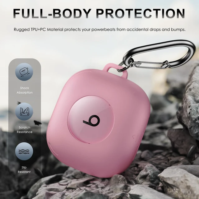 Alt view image 4 of 7 - for Beats Powerbeats Fit Case Cover, Shockproof Magnetic Case Magnetic Lock Lid Protective Cover for Powerbeats Fit 2025 Earbuds with Cleaner Kit & Carabiner, Pink
