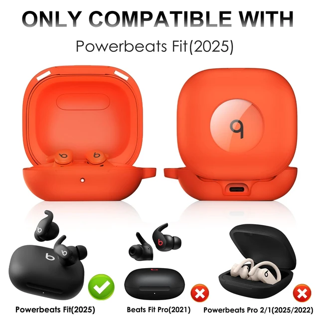 Alt view image 2 of 7 - for Beats Powerbeats Fit Case Cover, Shockproof Magnetic Case Magnetic Lock Lid Protective Cover for Powerbeats Fit 2025 Earbuds with Cleaner Kit & Carabiner, Orange
