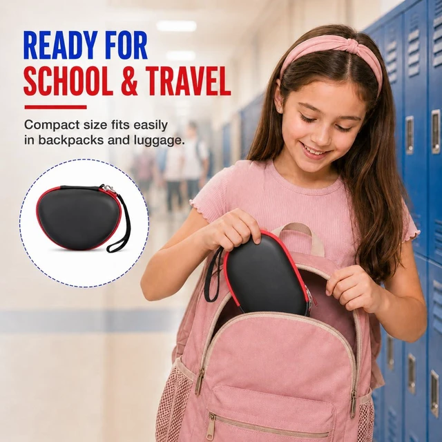 Alt view image 7 of 7 - Kids Headphone Case for eKids, for Beats Solo4 Headphones, Black Hard Shell Case with Mesh Cable Pocket for Kids Headsets, Organized Storage for Home and travel, Box Only