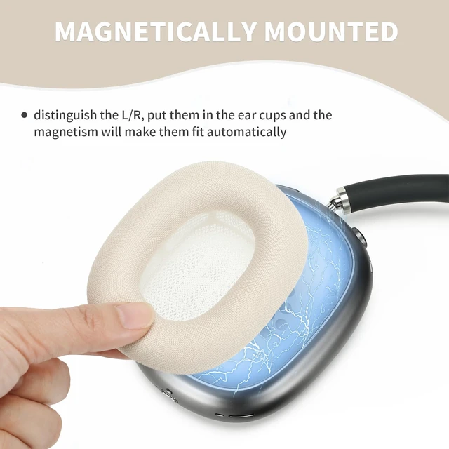 Alt view image 4 of 7 - mesh Fabric earpads for airpods max Ear Cushions,Compatible with airpods max Ear Pads(2024 Version),Noise Cancelling, Breathable,Magnetic mounting, not Falling Off (Starlight)
