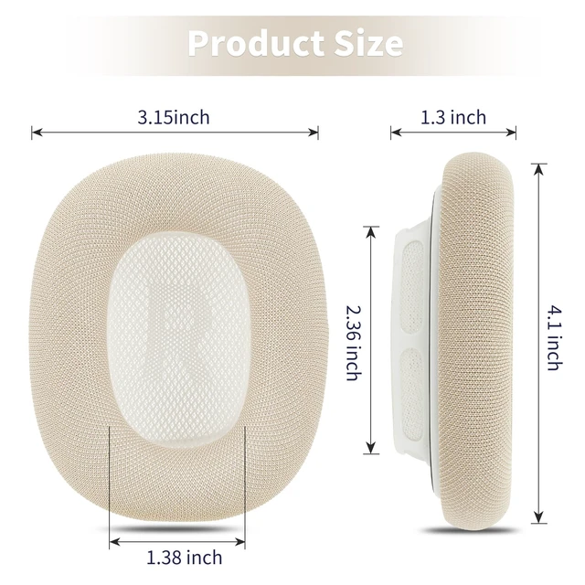 Alt view image 7 of 7 - mesh Fabric earpads for airpods max Ear Cushions,Compatible with airpods max Ear Pads(2024 Version),Noise Cancelling, Breathable,Magnetic mounting, not Falling Off (Starlight)
