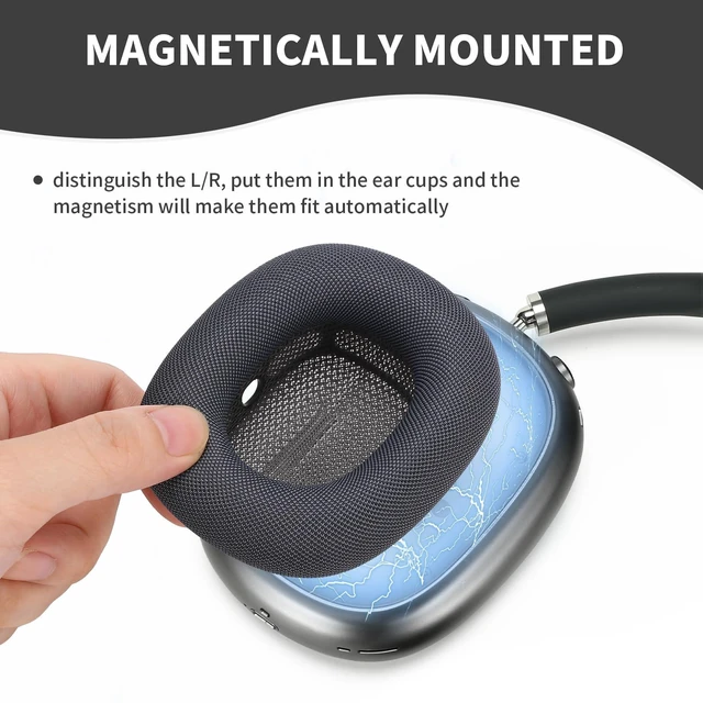 Alt view image 4 of 7 - earpads for airpods max Ear Cushions,Compatible with airpods max Ear Pads(2024 Version),Noise Cancelling, Breathable,Magnetic mounting, not Falling Off (Midnight)