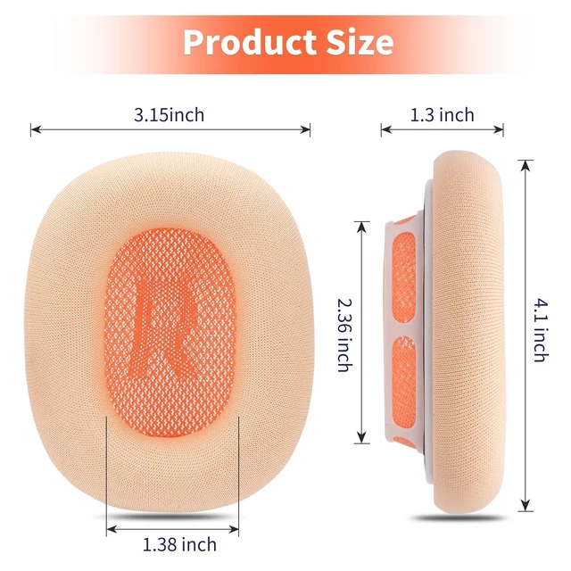 Alt view image 6 of 7 - mesh Fabric earpads for airpods max Ear Cushions,Compatible with airpods max Ear Pads(2024 Version),Noise Cancelling, Breathable,Magnetic mounting, not Falling Off (Orange)