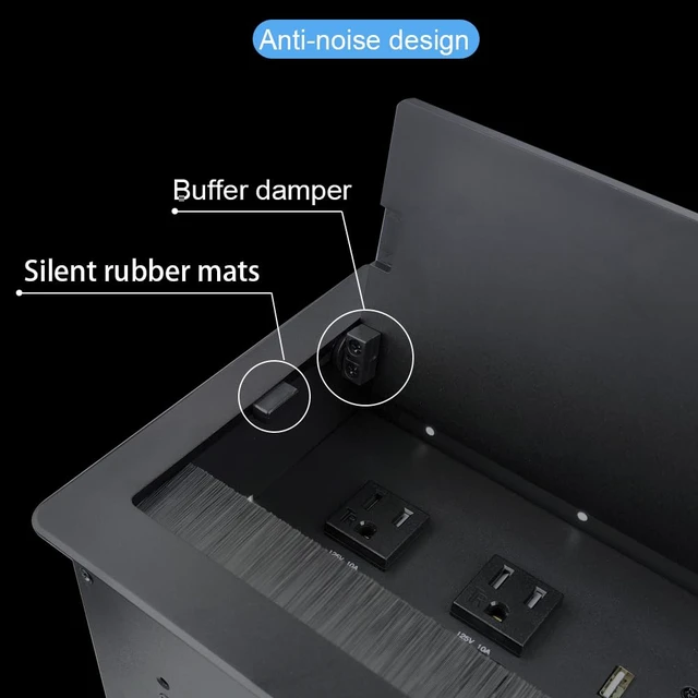 Alt view image 4 of 7 - Conference Table Power hub Conference Table connectivity Box recessed Outlet Desk Outlet recessed Power Strip USB-c 65W Outlet Plug with USB Ports countertop Outlet Socket (Black)