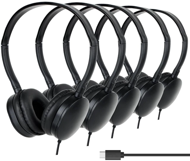 Main image of USB Type C Headphones Bulk for Kids Classroom School 10 Pack,Wired USB C Headphones for School Student Children Phone blet Laptop PC Online Class Meeting Test Black