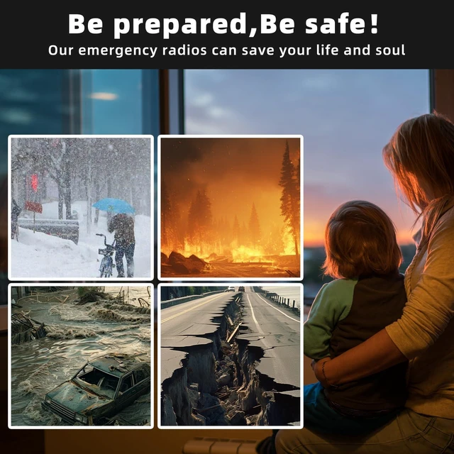 Alt view image 5 of 7 - Emergency NOAA Weather Radio, Solar Hand Crank FM AM Radio with Bluetooth Speaker, 5000mAh/18500mWh Battery Powered, Flashlight, IPX5 Waterproof, SOS Alarm for Survival Hurricane Camping