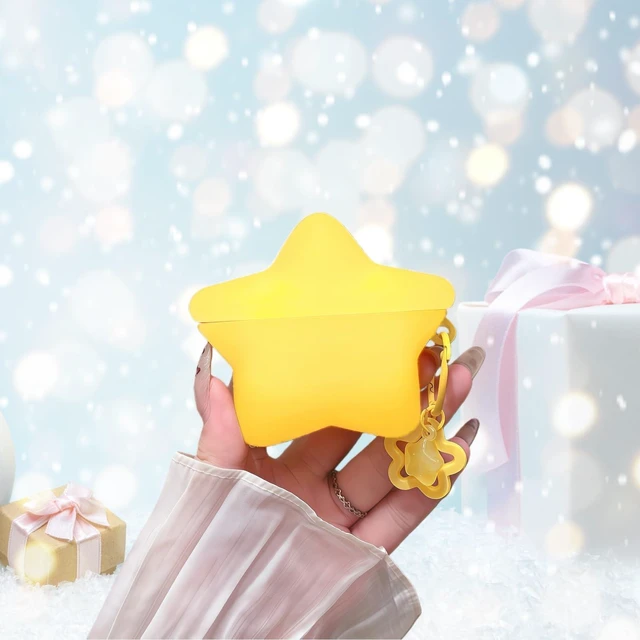 Alt view image 4 of 7 - Case for AirPods Pro 2nd/1st Generation, Glow in the Dark Star Case Yellow Compatible with AirPods Pro2/Pro, Cute Kawaii Earbuds Cover, Gifts with Keychain for Women Girls, Anti-Scratch Drop Protector