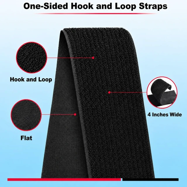 Alt view image 3 of 6 - 16ft 4 inch Wide Cable Straps with 10pcs Buckles, Heavy Duty Nylon Hook and Loop Straps for Fastening Securing, Reusable Cut-to-Length Straps for Organizer or Storage, Black