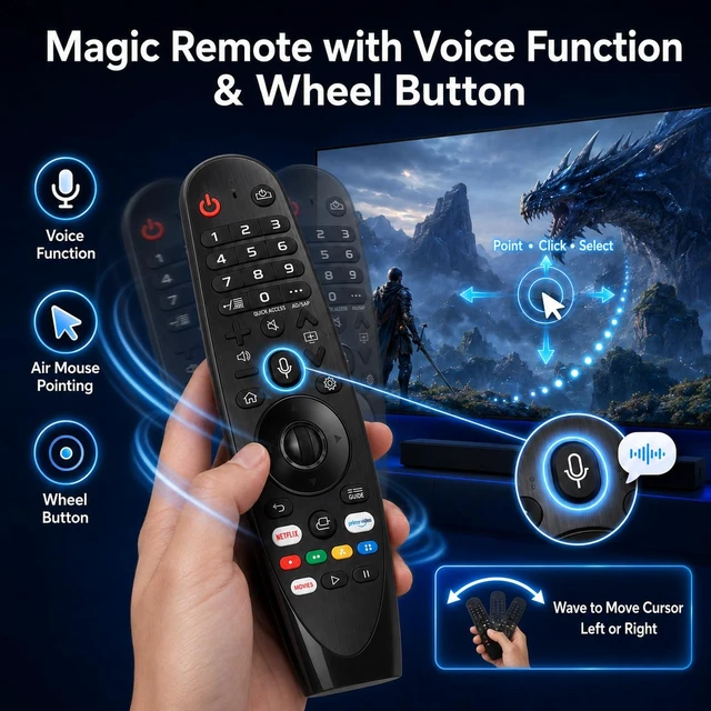 Alt view image 3 of 7 - Voice Magic for LG TV Remote, for LG OLED, QNED, NanoCell, UHD, WebOS TVs for LG Remote Control for Smart TV, AKB75855501, MR18BA, MR19BA, MR20GA, MR21GA/GC, MR22GA/GN, MR23GA/GN, MR24GA/GN