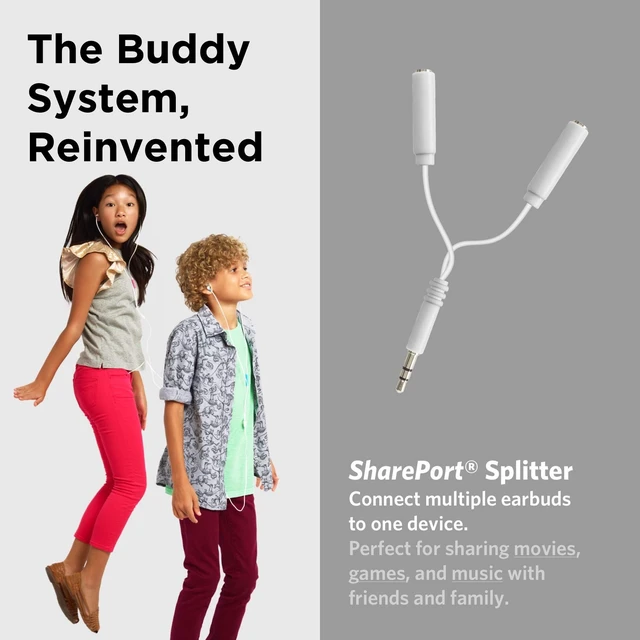 Alt view image 5 of 7 - BestBuds Ear Buds for Kids for School - Safe & Comfortable, Volume Limited, Wired Earbuds for Kids with an in-Line Microphone, Travel Case, and Splitter - Red/Black
