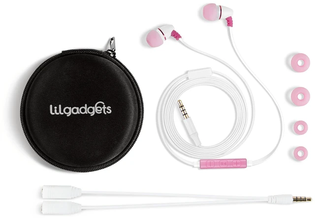 Main image of BestBuds Ear Buds for Kids for School - Safe & Comfortable, Volume Limited, Wired Earbuds for Kids with an in-Line Microphone, Travel Case, and Splitter - Pink