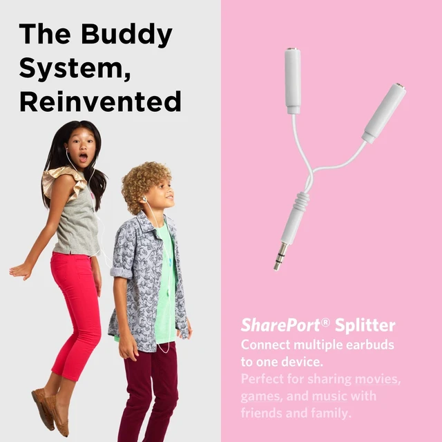 Alt view image 5 of 7 - BestBuds Ear Buds for Kids for School - Safe & Comfortable, Volume Limited, Wired Earbuds for Kids with an in-Line Microphone, Travel Case, and Splitter - Pink