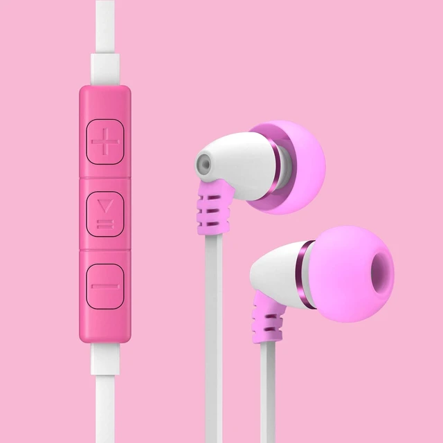 Alt view image 6 of 7 - BestBuds Ear Buds for Kids for School - Safe & Comfortable, Volume Limited, Wired Earbuds for Kids with an in-Line Microphone, Travel Case, and Splitter - Pink