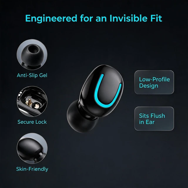 Alt view image 4 of 7 - Sleep Invisible Wireless Noise Cancelling Earbuds for Side Sleepers Zero Pressure Sleep earphone, 36H Playtime, Sleep Headphones for Noise Blocking, White Noise,Overnight Comfort
