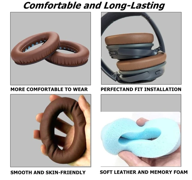 Alt view image 2 of 6 - Headphones Replacement Ear Pads Cover, EarPads Cushion for Bose Quietcomfort QC15 QC25 QC35 35 ii -1 Pair (Brown)