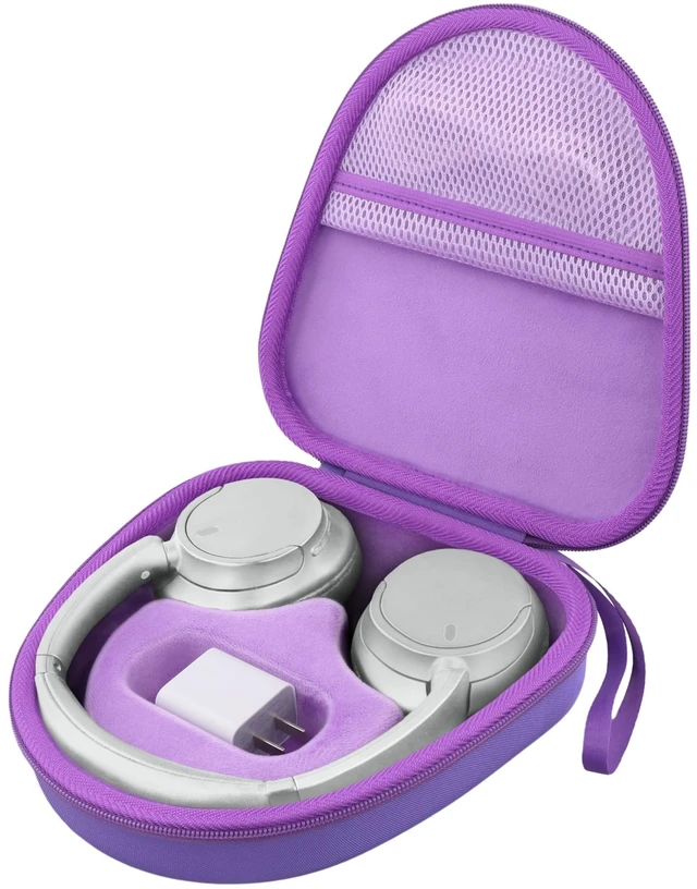 Main image of Hard Case for Sony WH-CH730N/CH720N/CH520/1000XM6/1000XM5, Purple Features a Mesh Pocket for Accessories. Hand Strap for Easy Carrying. Hard EVA Shell with Soft Velvet Lining. Case Only