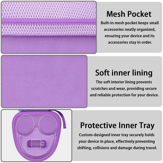 Alt view image 4 of 7 - Hard Case for Sony WH-CH730N/CH720N/CH520/1000XM6/1000XM5, Purple Features a Mesh Pocket for Accessories. Hand Strap for Easy Carrying. Hard EVA Shell with Soft Velvet Lining. Case Only