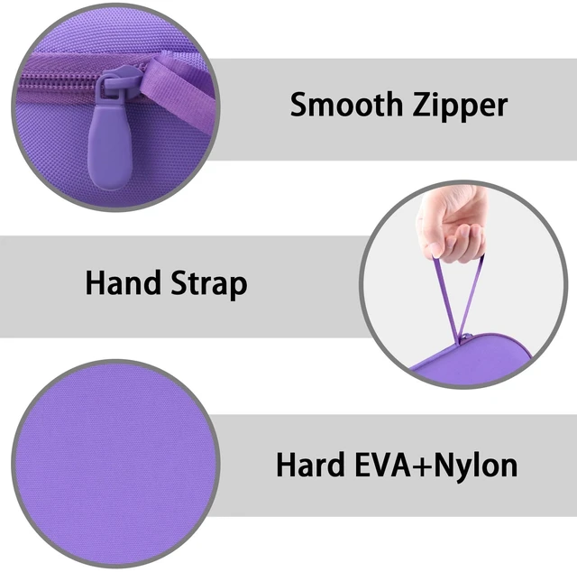 Alt view image 5 of 7 - Hard Case for Sony WH-CH730N/CH720N/CH520/1000XM6/1000XM5, Purple Features a Mesh Pocket for Accessories. Hand Strap for Easy Carrying. Hard EVA Shell with Soft Velvet Lining. Case Only