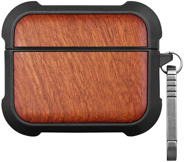 Main image of Solid Wood Case for AirPods Pro 3, Natural Grain, Rosy AirPods Pro Case 3rd Generation, Titanium metal Quick-Release Keychain, Compatible with Wireless Charging, Wood-Engraved