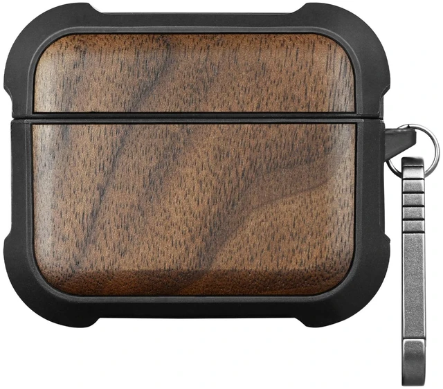 Main image of Solid Wood Case for AirPods Pro 3, Natural Grain, Walnut AirPods Pro Case 3rd Generation, Titanium metal Quick-Release Keychain, Compatible with Wireless Charging, Wood-Engraved