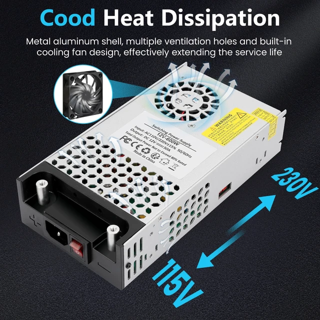 Alt view image 2 of 7 - 110V AC to 12V DC Converter 12V 50A 600W Power Supply Transformer 12 Volt Switching Power Supply Max 50A 600W Adapter SMPS, for LED Strip Light CCTV Camera Security System Radio 3D Printer